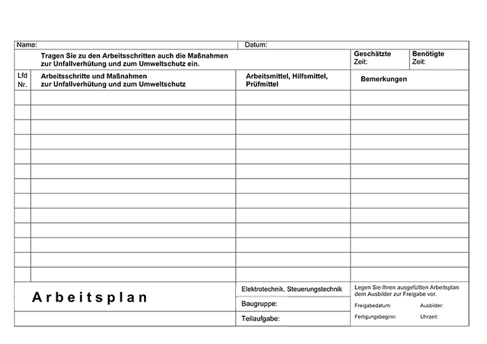 Arbeitsplanung Elektro