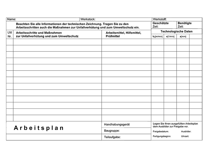 Arbeitsplanung Metall